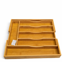 Expandable Bamboo Kitchen Drawer Organizer for Cutlery and Utensils, Adjustable Bamboo Wood Cutlery Tray in Drawer for Flatware and Silverware in Kitchen, (Natural), 6 Slots