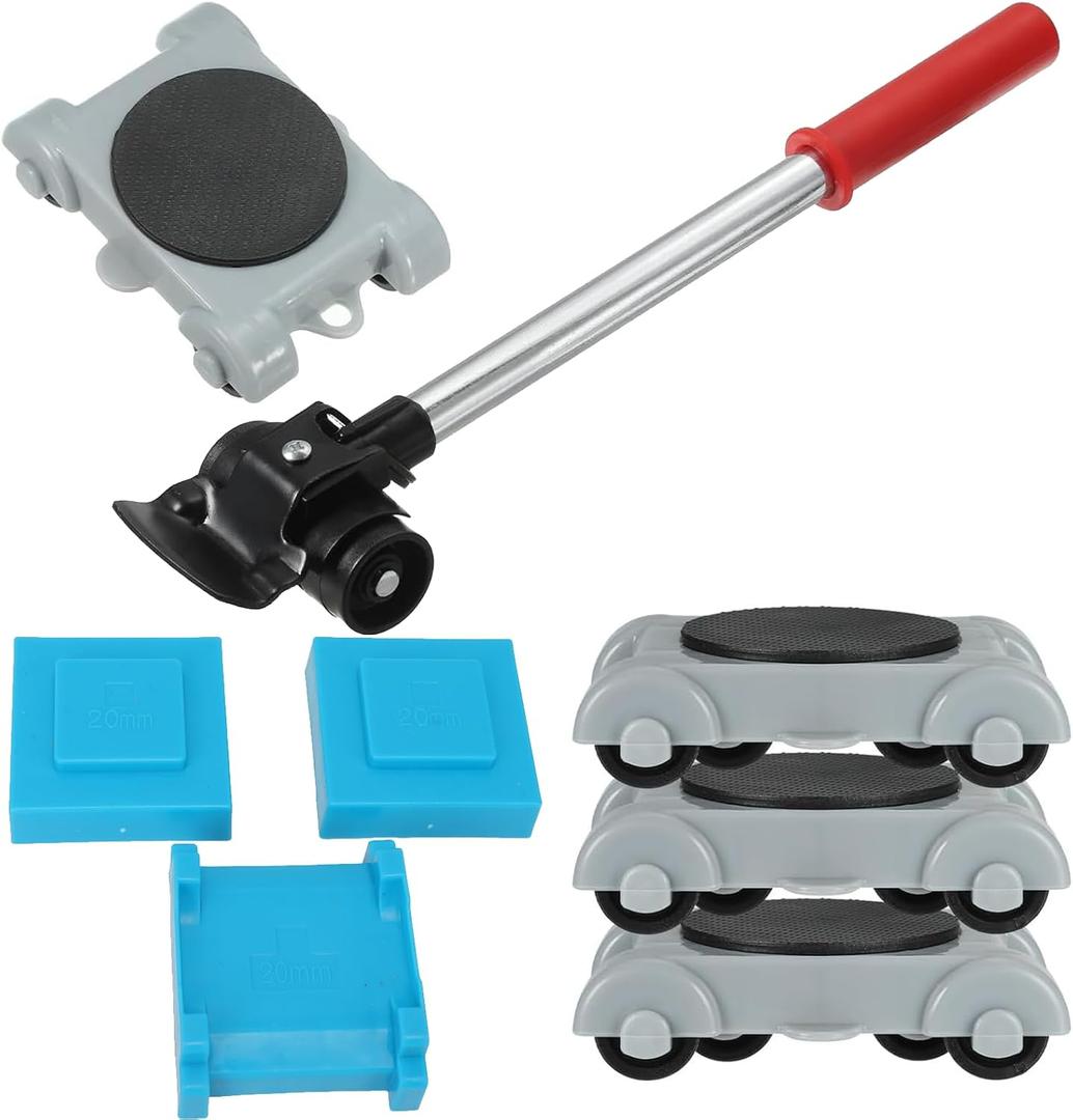 8pcs Furniture Mover Kit - Heavy Duty Furniture Moving Tool with 360 Degree Rotating Pulley, Non-Slip Rubber Handle, Lever Principle Design, Heavy Furniture Movers Slides Kit for Easy Relocation
