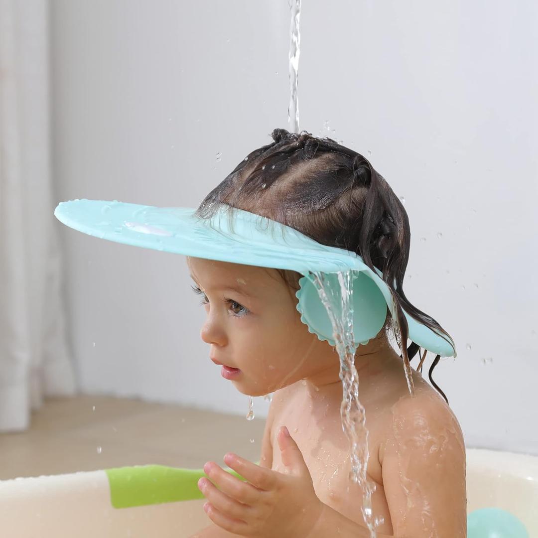 Baby shampoo cap shower visor shield hat kids bath Washing Hair rinser Prevents Water from Pooling in Face for To protect the eyes and ears of toddlers and children (Blue)
