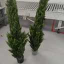 Artificial Topiary Cedar Trees 5FT Tall 2 Set, Outdoor Indoor Faux Pine Shrubs Plants, Realistic Fake Plants Front Porch Decor, Artificial Bushes Cypress for Home Front Door Offices