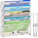 Lavatino 6-Tier Hanging File Organizer, Wall Mount File Holder for Mails Folders Papers Magazine Organization, Vertical Document Organizer for Office Home - (White)