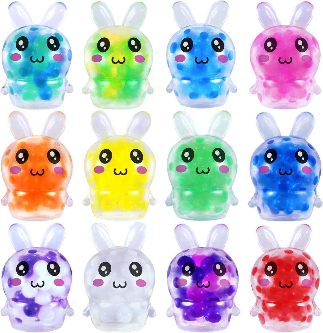 12 Pcs Squishy Toys Stress Balls, Mini Bunny Squishies Fidget Toy for Kids Party Favors, Squeeze Sensory Toys for Boys Girls Classroom Prizes Goodie Bag Fillers Easter Egg Fillers Basket Stuffers