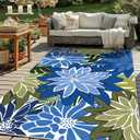ZonLi Outdoor Rug 8x10Ft Waterproof Multicolored Blue Green Indoor Area Rug