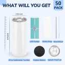 DS 50 Pack Sublimation Tumblers 20 oz Bulk Skinny Straight Flat Bottom Blank Tumbler Cups with Individual Gift Boxed for Heat Transfer DIY Craft