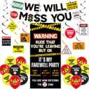 Roetyce Farewell Decorations Men Women, Caution Logos We Will Miss You Banner Balloons Hanging Swirls, Funny Going Away Retirement Goodbye Party Supplies, Leaving Party Photo Backdrop Door Wall Signs