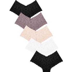 READY TO LOVE Sexy Women's Underwear Lace Shorts V Waist Breathable Cheeky Panties Boyshorts Underwear Women 5 Pack (Large)