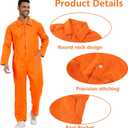 Prisoner Costume Men Orange Jumpsuit Loose Prison Jumpsuits for Halloween Costume Party (Orange)