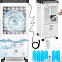 Evaporative Air Cooler,Swamp Cooler with Enlarge Water Tank,Swamp Cooler Air Conditioner with Timer,3 Speeds,80° Oscillation,20H Air Cooler for Room Office Kitchen Bedroom Garage(Include 6 Ice Packs)