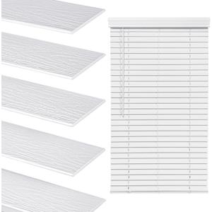 LazBlinds 2 Inch Faux Wood Blinds with Crown Valance, Cordless Blinds for Windows, Room Darkening Horizontal Window Blinds, 31 1/2" W x 60" H, White with Wood Grain