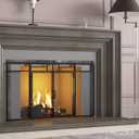 Fire Beauty 3-Panel Folding Fireplace Screen with Magnetic Hinged Doors, Solid Wrought Iron Panels Fire Spark Guard, 28.2"L x 48.6"W
