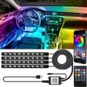 BFXM Car Interior Lights, 5V LED Strip Lights with USB Adapter, Ambient Lighting Car Accessories, App & Remote Control Music Sync Color Change Lights for Truck Car Decor (36LED Beads)