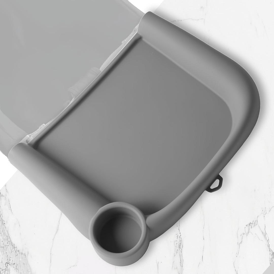Silicone Baby Dining Tray Compatible with in-gle-sina Fast Table Chair Portable Baby Feeding Tray for Clip-On Fast Table Chair Ideal for Baby, Toddler Perfect for Meal, Restaurant - Grey