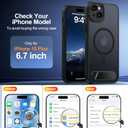 Magnetic Compatible with iPhone 15 Plus Case, [Built-in Kickstand][Full Camera Protection][Compatible with MagSafe][Anti-Fingerprint] Shockproof Phone Case for iPhone 15 Plus 6.7" Black