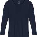 Brix Girls' Long Sleeve Tees - 100% Cotton Tagless 4 -Pack Crew Neck Super Soft Cotton T Shirts. (11-13 Years, Black, Navy, White X 2)