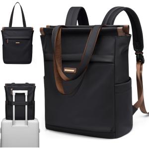 GOLF SUPAGS Convertible Laptop Backpack for Women Casual Daypack Notebook Tote Bag for Work College Travel Leisure (Black)