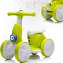6V Electric Baby Balance Bike with Bubble Machine,4 in 1 Toddler Balance Bike w/Remote Control for 1 Year Old Boys Girls Kids Bubble Bike Ride on Toys w/Powered Motor,Music,LED Lights (Cyan)