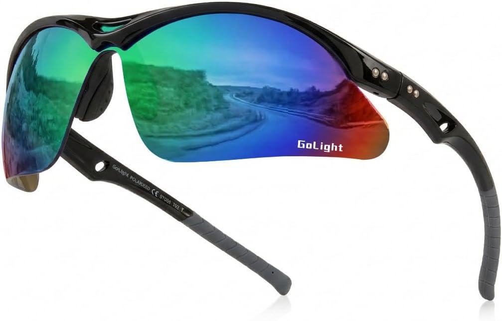 GoLight Polarized Wraparound Sports Sunglasses for Men & Women – UV400, Anti-Glare, Lightweight Frame with Metal Hinges