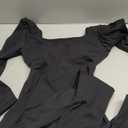 HYZ Women's Fall Long Sleeve Square Neck High Stretchy Fitted Going Out One Piece Jumpsuit (Black, S)