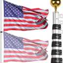NELXINJO 16ft Telescopic Flag Pole - Extra Thick Outdoor Telescoping Flag Poles with 3x5 American Flag for Residential or Commercial,Black (Silver-16fFT)