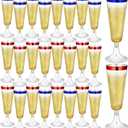 24 Pcs Plastic Champagne Flutes 4 oz Clear Toasting Glasses Disposable Plastic Glasses Cocktail Cup for Halloween Christmas Wedding Bridal Shower Birthday Anniversary Party(Blue,Red)