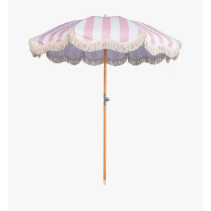 6.5ft Boho Beach Umbrella with Fringe, UPF 50+ Tassel Umbrellas with Carry Bag, Premium Wood Pole Foldable Patio Umbrella for Outdoor Holiday Garden Lawn Pool Yard Table