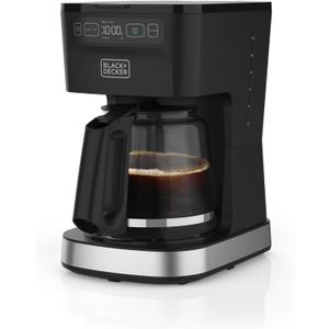 BLACK+DECKER CAFCRAFT 12-Cup Programmable Coffee Maker, Stainless Steel Drip Coffeemaker with Vortex Showerhead, Strength Selector, Sneak-A-Cup, Keep Warm