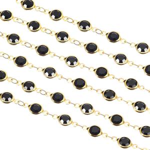 uxcell 2 Yards Black Rhinestone Chain Bulk with Gold Plated Brass Chain for Jewelry Making Craft DIY Bracelet, Necklace, Glass, Shoes, Clothes Decoration (1 Yard for Each Piece)