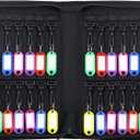 Portable Zippered Key Organizer, Waterproof Fireproof Key Case with 24 Key Hooks and Tags,Portable Key Storage for Rental Management Real Estate Sales Hotel Executives and Car Service(24 keys)