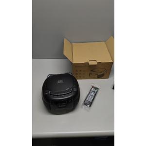 Boombox CD Player Portable Cassette Player with CD MP3 Bluetooth AUX TF/USB AM/FM Radio AC/DC Powered with Remote Control, Headphone Jack, Stereo Sound for Home,Kids,Gift(Black)