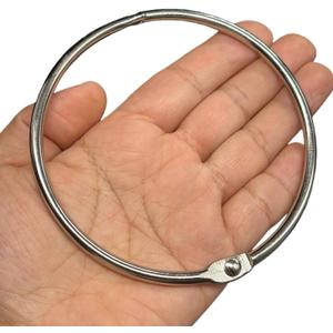 4 Inch 10-Pack Loose Leaf Binder Rings, Extra Large Metal Key Rings for Keychains | Nickel Plated Steel, Smooth Snap Joint for Index Cards, Flashcards, DIY Crafts, Shower Curtain Hooks (Silver)