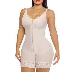 YIANNA Fajas Colombianas Moldeadoras Postpartum Full Body Shapewear for Women Tummy Control Body Shaper Butt Lifter Compression Garment with Zipper Crotch, YA7283-Beige-S