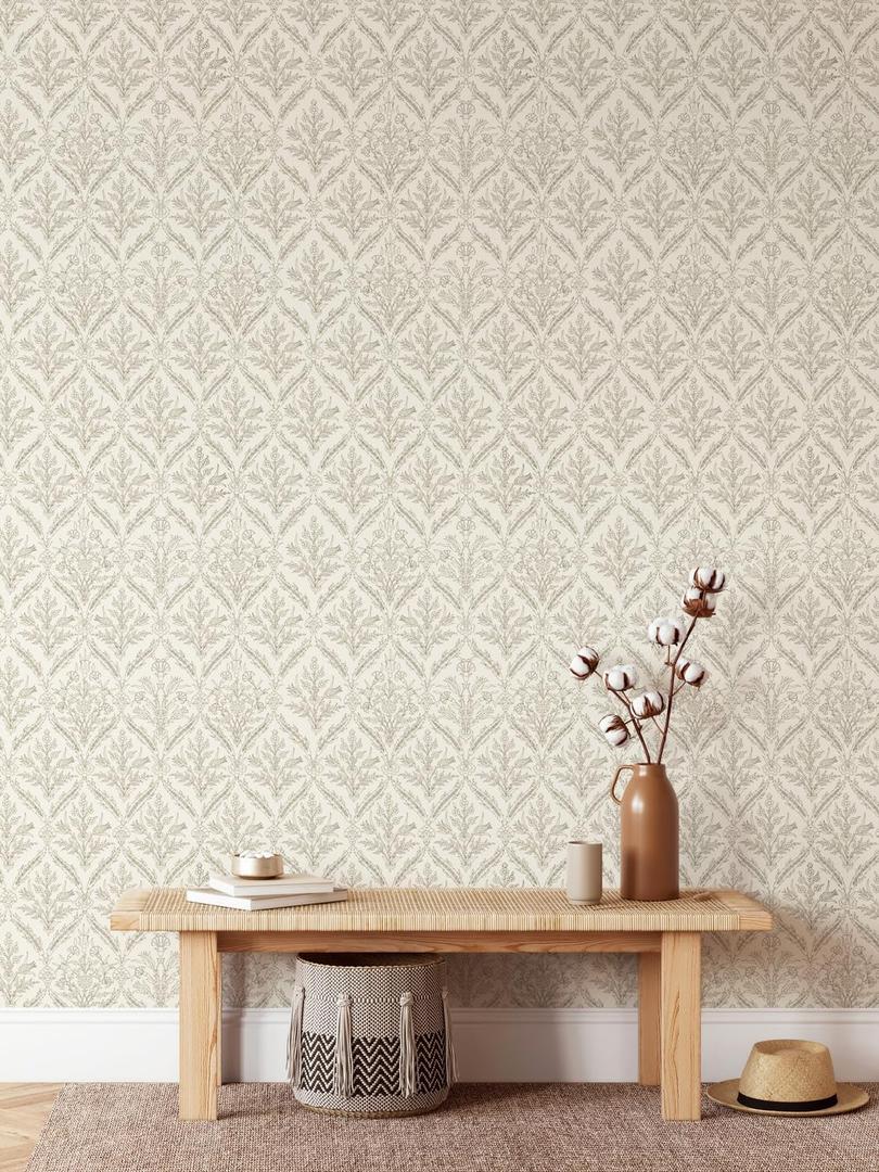 236.2"  17.3" Vintage Wallpaper Boho Peel and Stick Wallpaper Beige Contact Paper for Bedroom Bathroom Drawers Cabinets (Light Brown)