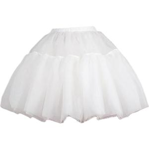 Petticoat Crinoline Underskirt Petticoat A-line Short Length Slip for Women Bridal Dress Vintage Ball Gown Hoopless White Black, 23.62-37.40in