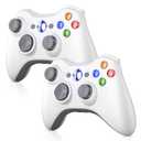 Nonbliep 2 Pack for Xbox 360 Controller, Compatible with Xbox 360 & Slim/PC Windows 10/8/7, with Upgraded Joystick/Dual-Vibration/2.5mm headphone Jack for Xbox Controller Wireless White