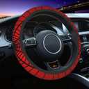 Red Spider Web Steering Wheel Cover Universal 15 Inch Cute Car Accessories Protector for Women Men