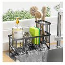 Cisily Kitchen Sink Caddy Organzier with High Brush Holder, Sponge Holder for Sink, 304 Rustproof Stainless, Kitchen Countertop Soap Dispenser Organizer, Kitchen Decor and Accessories