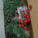 Christmas Garland with LED Fairy Lights Battery Operated Smokey Pine Garlands with 8 Flash Modes and Timer Red Berries Bells Pine Cones Green Garland Rustic Garlands for Xmas Holiday Home (6.56 feet-red berries)