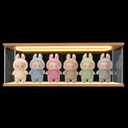 Clear Acrylic Display Case for LABUBU Doll Figures with LED Light, Wooden Display Box for POPMART The Monsters for Crybaby for SKULLPANDA Collectibles for Funko Pop with Door, 23.6x3.9x7.9in