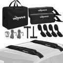 WOOWAVE Folding Kayak Soft Roof Rack Pads Universal Kayak Carrier Car Rack with 4 Tie Down Straps, 2 Tie Down Rope, 4 Carabiner, 2 Quick Loop Strap and Storage Bag for Canoe/Surfboard/Paddleboard/SUP