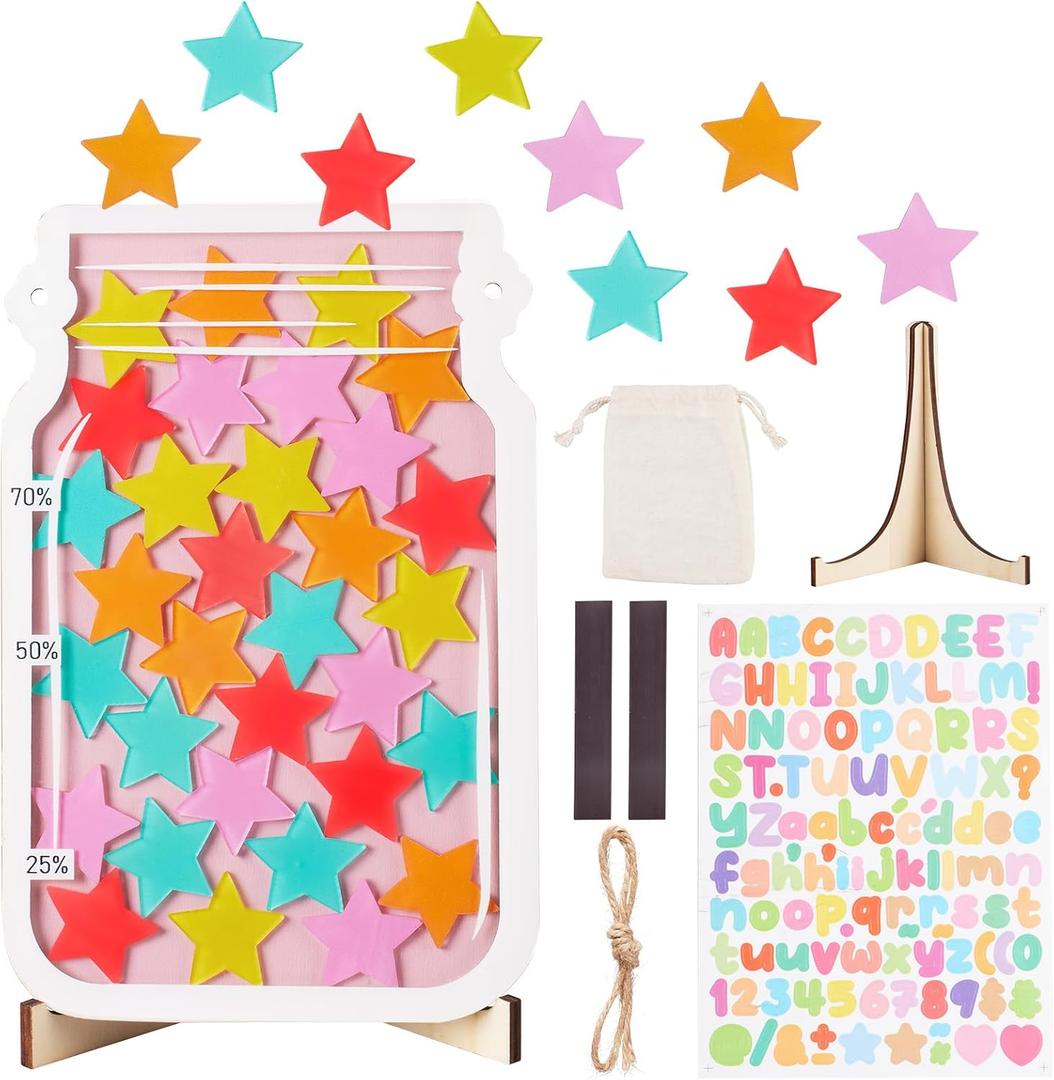 Magnetic Reward Jar for Kids, Magnetic Reward Jar for Classroom and Homes, 35Pcs Stars Suitable for Home and Classroom Behavior Rewards, Fun Visual Incentive for Chores, Homework & Good Habits
