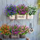 2 x Artificial Flowers, Fake Outdoor UV Resistant Boxwood Shrubs Faux Plastic Greenery Plants for Outside Hanging Planter Patio Yard Wedding Indoor Home Kitchen Farmhouse Decor(Magenta) (Fushia)