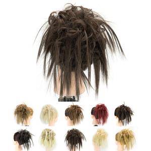 IMISSU 2PCS Messy Hair Bun Piece Updo Fake Scrunchies Extension Wavy Curly Hairpieces Ponytail Chignon Headband for Women Girls (2PCS Light Brown)