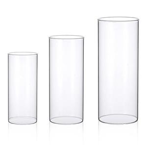 yshengood 3 Pcs Hurricane Glass Candle Holder, Open Ended Cylinder Candle Holder Bottomless Glass Candle Holder for Pillar Candle
