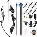 Monleap Archery 51" Takedown Recurve Bow and Arrows Set for Adults Metal Riser Longbow Kit Right Hand Straight Bow for Beginner Hunting Shooting Practice 30 40 50lb 