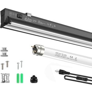 T5 HO 10.0 UVB Light for Reptiles, 24W Light Fixture Combo Kit with Switchable 5.0 & 10.0 UVB Output, 22" Fluorescent Tube UVA UVB Reptile Light for Reptile Eco-Tanks and Aquariums