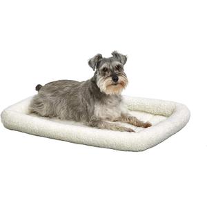 MidWest Homes for Pets QuietTime Dog Bed White Fleece Bolster, Ultra-Soft and Machine Washable, Fits 30-Inch Crates and Carriers, for Medium Breed Dogs