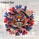 250th Anniversary Patriotic Wreath - 18 Inch Front Door Decor with Wooden Eagle Pattern & Red White Blue Ribbon (Glued on Fabric Base), Handcrafted for 4th of July Independence Day