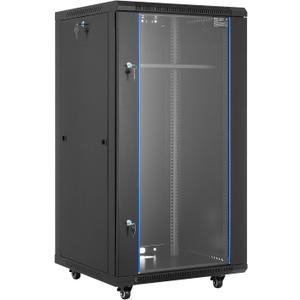 VEVOR 22U Server Rack Cabinet, Network Cabinet Wall Mount, 23.6 in Depth, Network Rack Enclosure with Locking Tempered Glass Door, 4 Casters, Side Panels, for 19 IT Equipment, A/V Devices