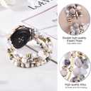 VISOOM Beaded Boho Bracelet Compatible for Samsung Galaxy Watch 7/6/5/4 40/44mm Bands/Active 2 Watch 4 Classic 42mm Band Women, 20mm Handmade Elastic Crystal Beads Bracelet for Galaxy Watch 5 pro