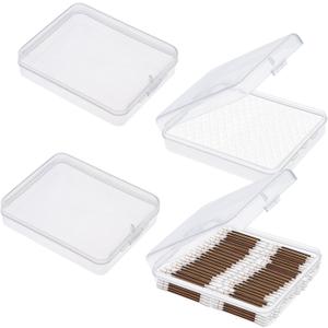 4 Pcs Clear Portable Cotton Swab Ball Holder Travel Cotton Pad Holder Dispenser Cosmetic Sponge Storage Box with Transparent Lid Storage Jar Cosmetic Pad Container Dental Floss Box